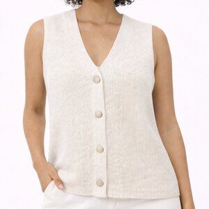 NEW w/ TAGS Ava & Viv 3x Cream Knit Gold Button Ribbed Sweater Vest Women Plus